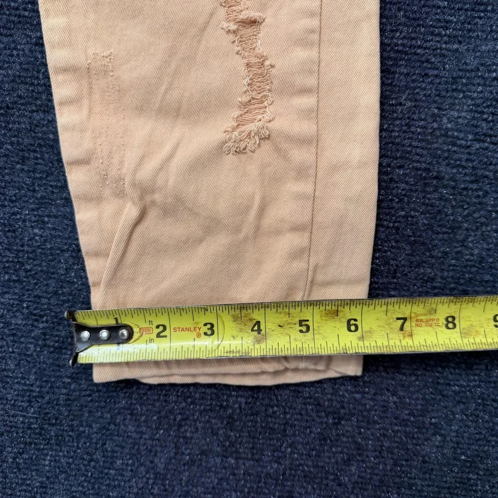 Redfox Jeans Skinny Jeans Womens 9 Beige Distressed Moto Zipper Stretch
